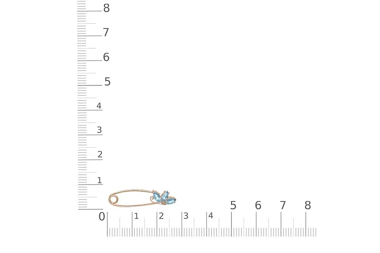 Булавка Цветок из красного золота с 3 топазами swiss и фианитом