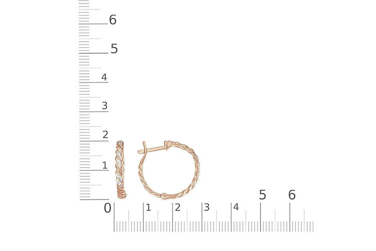Серьги Дорожки из красного золота с 12 бриллиантами