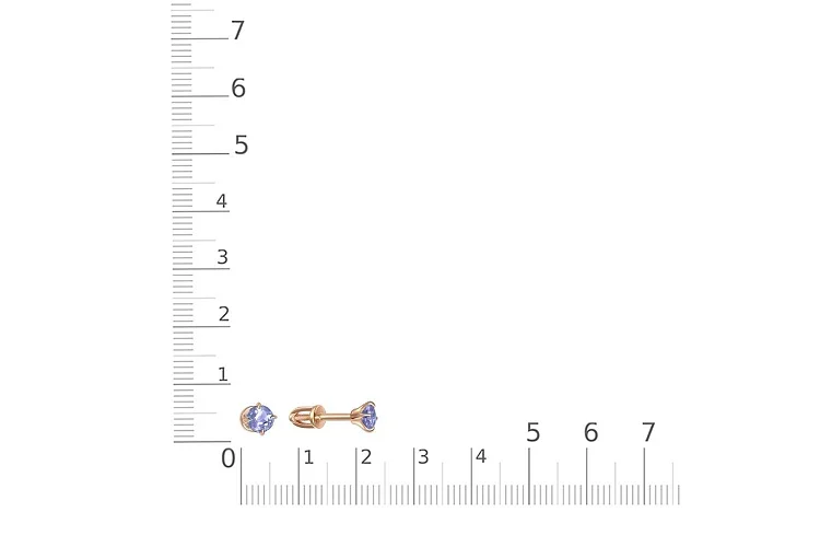 Серьги-пусеты из красного золота с 2 танзанитами