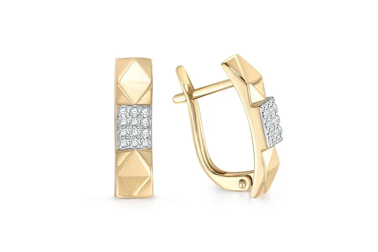 Серьги из жёлтого золота с 24 фианитами