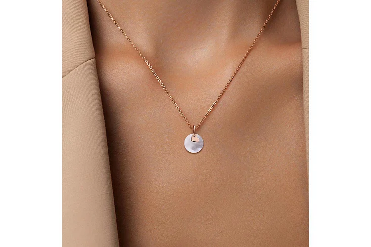 Подвеска Сердце из красного золота с перламутром