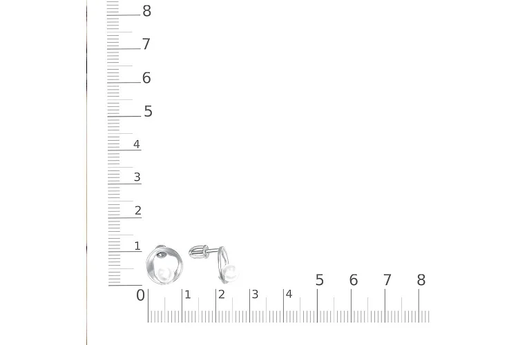 Серьги-пусеты Круги из белого золота с 2 жемчужинами