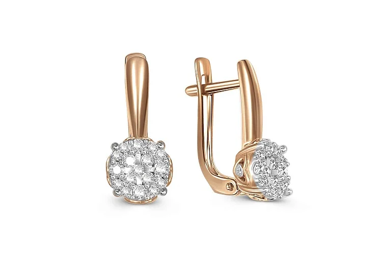 Серьги Малинки из красного золота с 40 бриллиантами