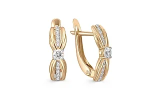 Серьги из жёлтого золота с 22 фианитами