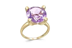 Кольцо из жёлтого золота с аметистом
