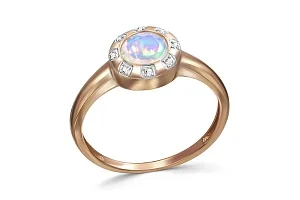 Кольцо из красного золота с опалом и 8 фианитами