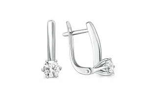 Серьги из белого золота с 2 выращенными бриллиантами
