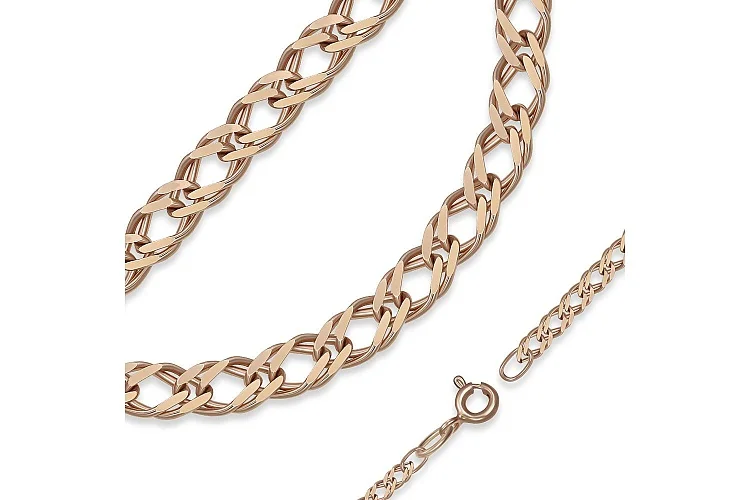 Цепь плетение двойной ромб ⌀ нити 0,40 мм  из красного золота