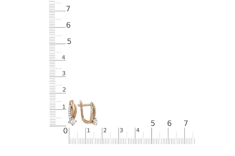 Серьги из красного золота с 16 фианитами