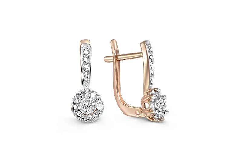 Серьги Цветы из красного золота с 24 бриллиантами