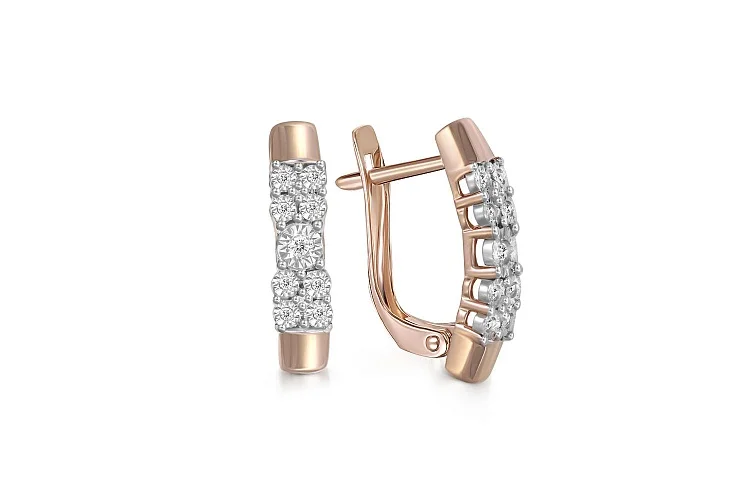 Серьги из красного золота с 18 бриллиантами