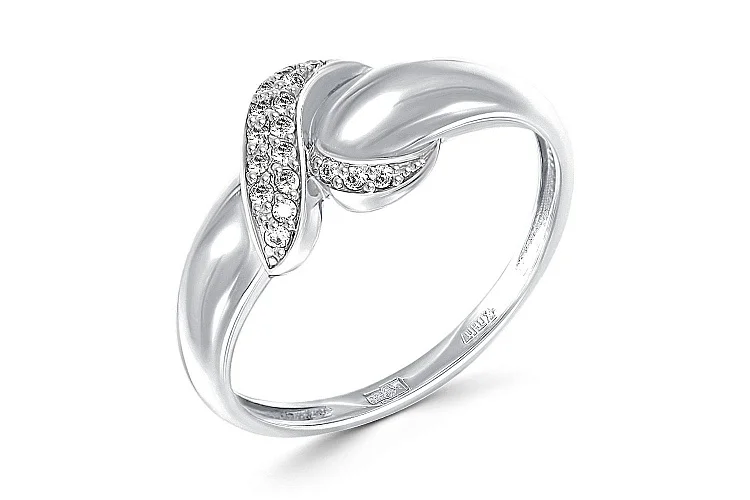 Кольцо из белого золота с 17 фианитами