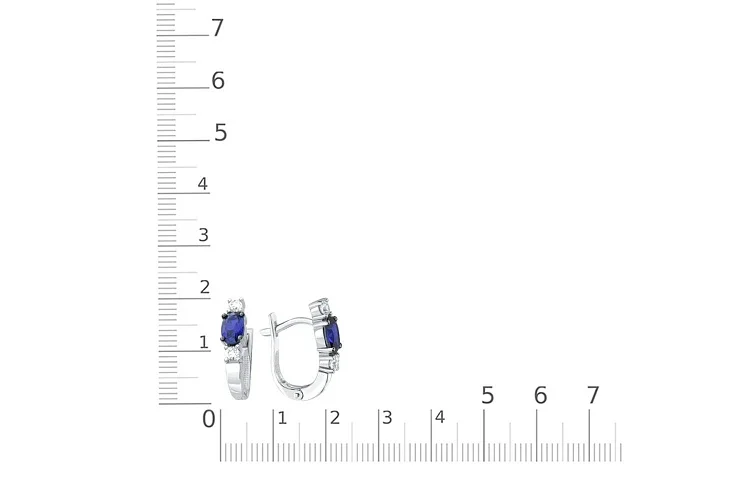 Серьги из белого золота с 2 корундами и 4 фианитами