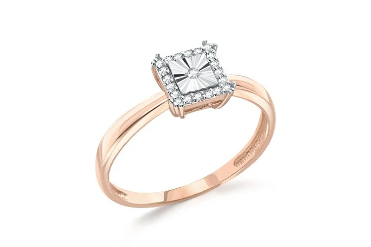 Кольцо из красного золота с 21 бриллиантами