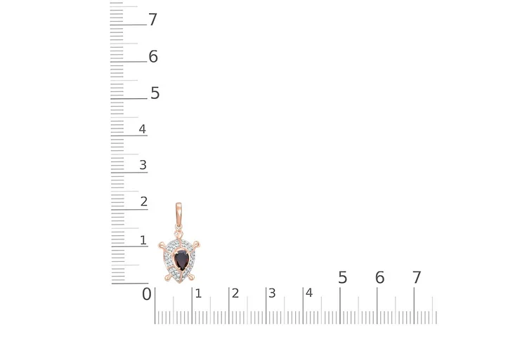 Подвеска Черепаха из красного золота с гранатом и 44 фианитами