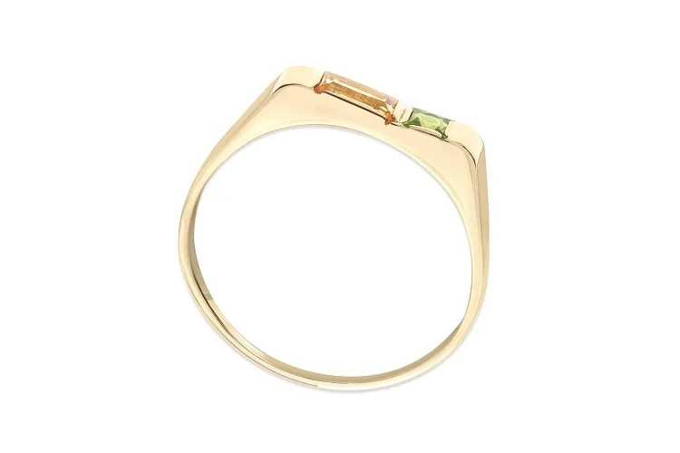 Кольцо из жёлтого золота с цитрином и хризолитом