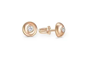 Серьги-пусеты из красного золота с 2 бриллиантами