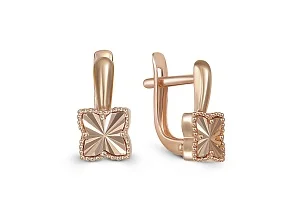 Серьги Цветы из красного золота без вставок