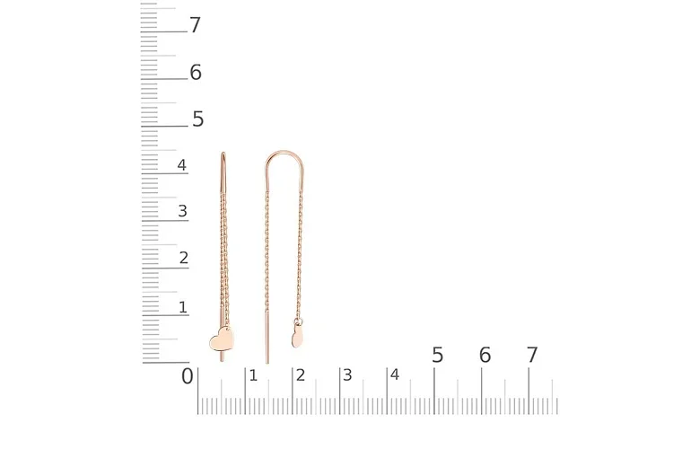 Серьги-продёвки Сердца из красного золота без вставок
