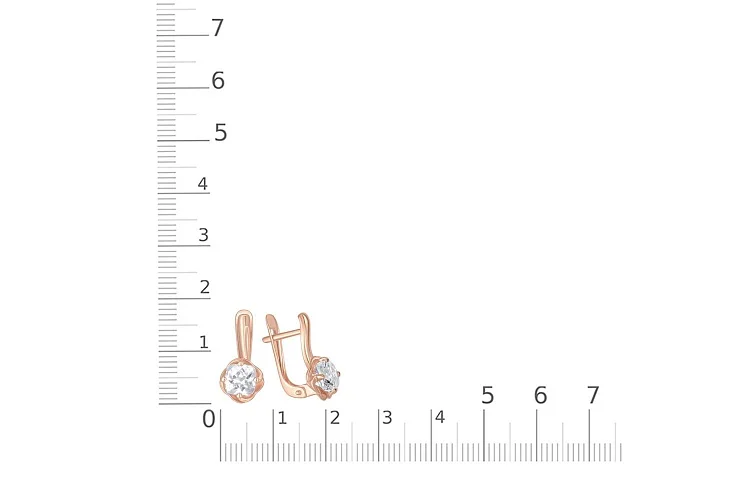 Серьги Цветы из красного золота с 2 кристаллами swarovski