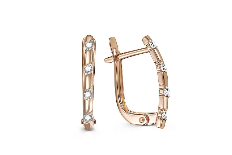 Серьги Дорожки из красного золота с 8 бриллиантами
