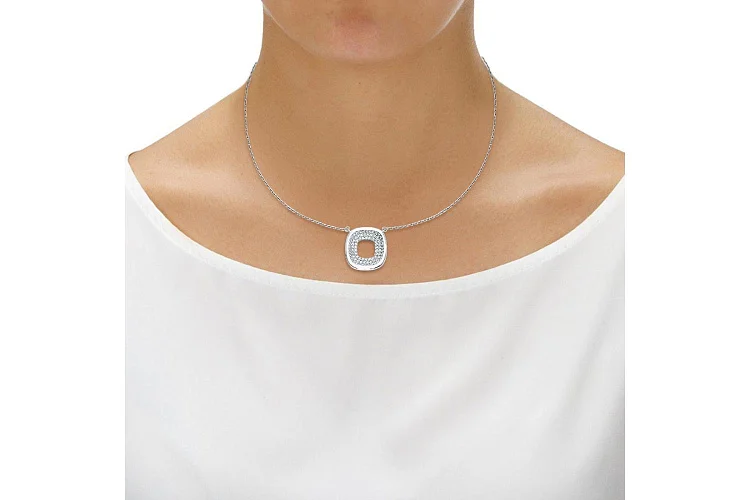 Колье из белого золота с 84 фианитами