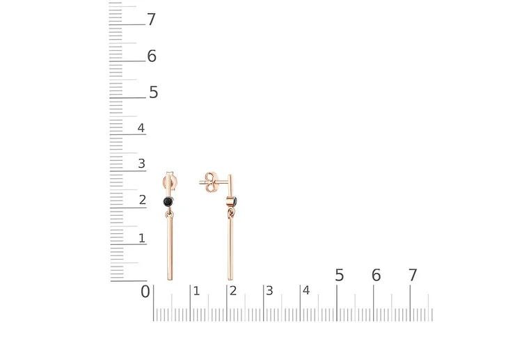 Серьги-пусеты из красного золота с 2 фианитами