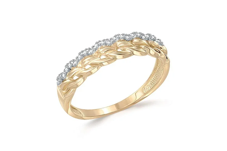 Кольцо из жёлтого золота с 24 фианитами