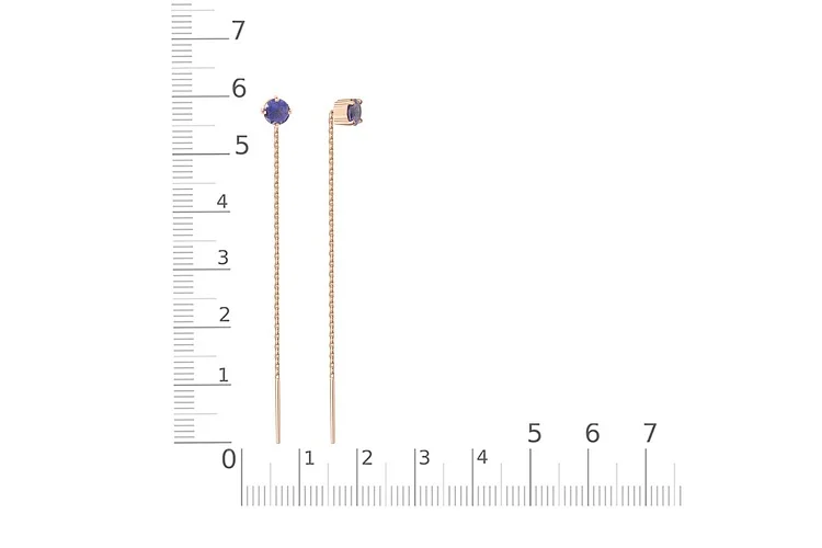 Серьги-продёвки из красного золота с 2 иолитами