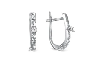 Серьги из белого золота с 2 фианитами