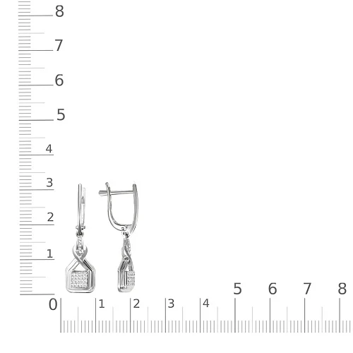 Серьги из белого золота с 50 фианитами