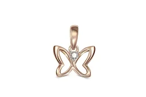 Подвеска Бабочка из красного золота с фианитом
