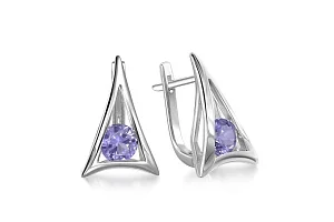 Серьги из белого золота с 2 ситаллами