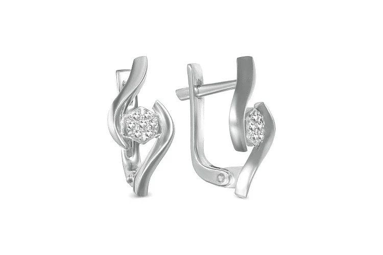 Серьги из белого золота с 14 бриллиантами