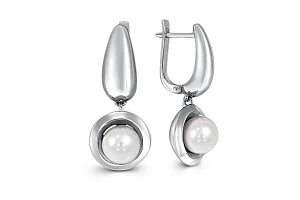 Серьги из белого золота с 2 жемчужинами