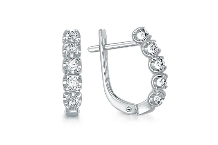 Серьги Дорожки из белого золота с 10 фианитами