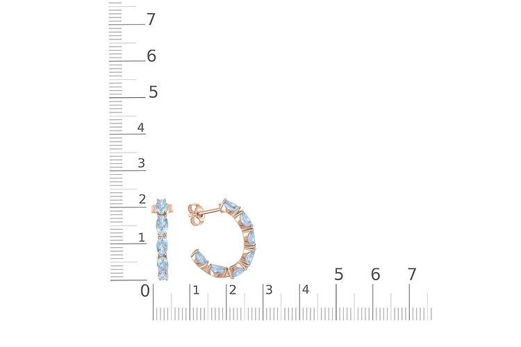 Серьги-пусеты Дорожки из красного золота с 14 топазами sky