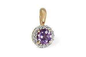 Подвеска из жёлтого золота с аметистом и 16 фианитами