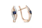 Серьги из красного золота с 2 сапфирами и 16 бриллиантами