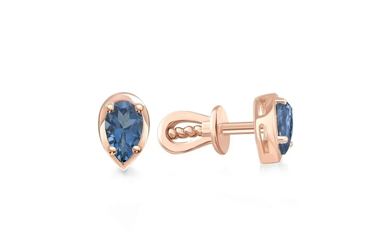 Серьги-пусеты из красного золота с 2 топазами лондон