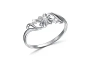 Кольцо Цветок из белого золота с 3 фианитами