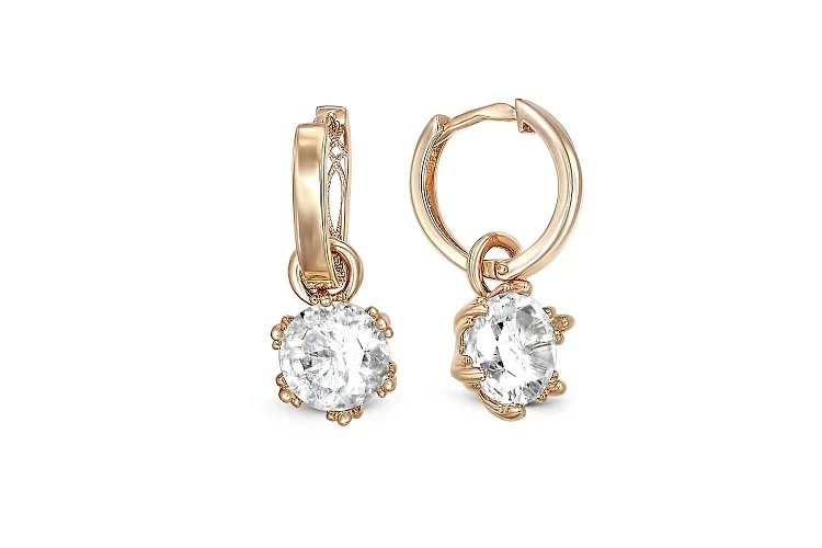 Серьги-трансформеры из красного золота с горным хрусталём