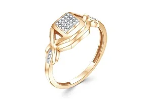 Кольцо из красного золота с 26 бриллиантами