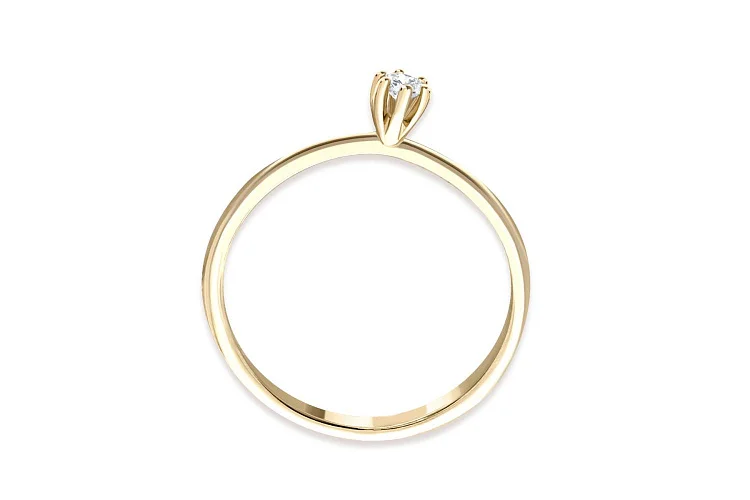 Кольцо из жёлтого золота с фианитом