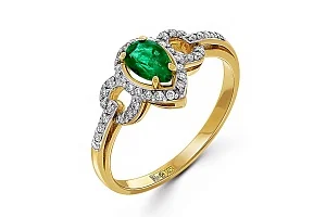 Кольцо из жёлтого золота с изумрудом и 39 бриллиантами