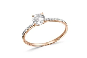 Кольцо из красного золота с 17 фианитами