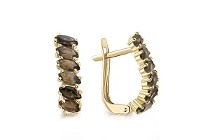 Серьги Дорожки из жёлтого золота с 12 раухтопазами