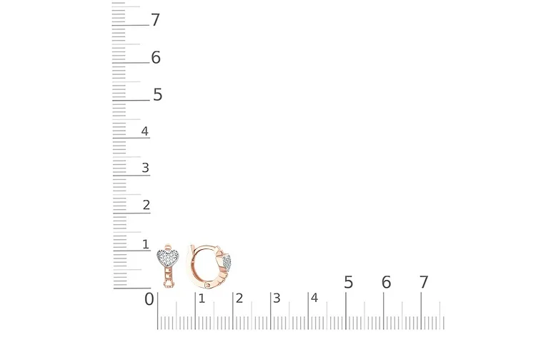 Серьги из красного золота с 30 фианитами