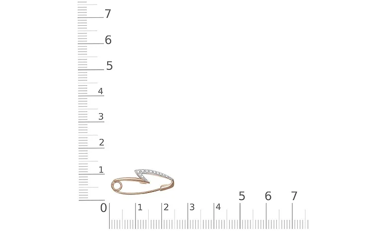 Брошь Молния из красного золота с 11 фианитами