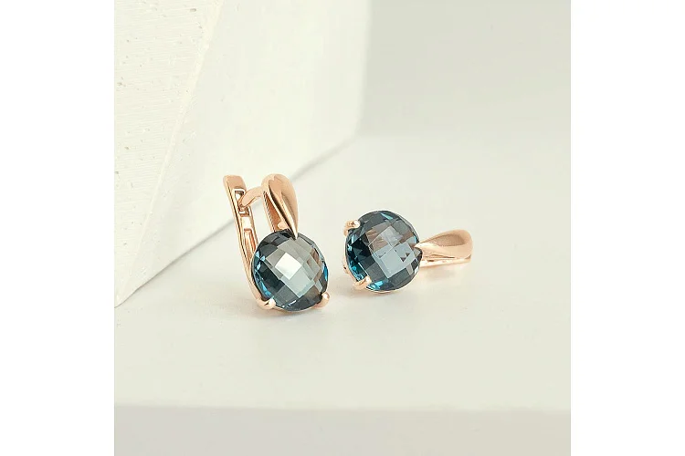 Серьги из красного золота с 2 топазами лондон